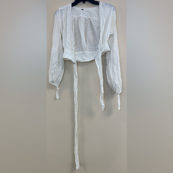 Free People Linen Cream Adjustable Top, size xs - Picture 4 of 5